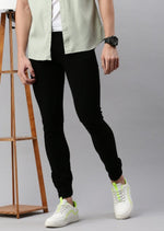 Load image into Gallery viewer, Men Jogger Fit Mid Rise Black Jeans