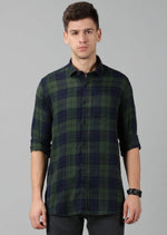 Load image into Gallery viewer, Men Checkered Casual Green Shirt
