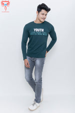 Load image into Gallery viewer, MEN&#39;S SEA GREEN YOUTH PRINTED FULL SLEEVE T-SHIRT