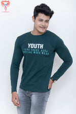 Load image into Gallery viewer, MEN&#39;S SEA GREEN YOUTH PRINTED FULL SLEEVE T-SHIRT