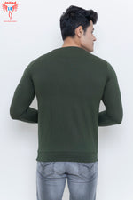 Load image into Gallery viewer, MEN&#39;S OLIVE PLAIN FULL SLEEVE T-SHIRT