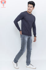 Load image into Gallery viewer, MEN&#39;S SMOKY GREY PLAIN FULL SLEEVE T-SHIRT