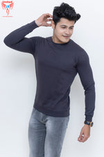 Load image into Gallery viewer, MEN&#39;S SMOKY GREY PLAIN FULL SLEEVE T-SHIRT