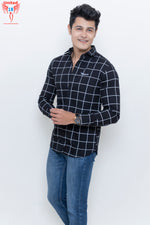 Load image into Gallery viewer, MEN&#39;S BLACK CHECKED CASUAL SHIRT