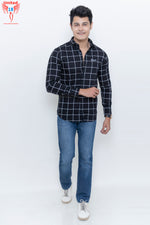 Load image into Gallery viewer, MEN&#39;S BLACK CHECKED CASUAL SHIRT
