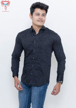 Load image into Gallery viewer, MEN&#39;S BLACK GEOMETRIC PRINTED CASUAL SHIRT