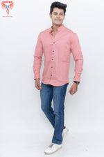 Load image into Gallery viewer, MEN&#39;S PEACH PLAIN CASUAL SHIRT