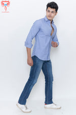 Load image into Gallery viewer, MEN&#39;S BLUE PLAIN FORMAL SHIRT