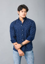 Load image into Gallery viewer, MEN&#39;S NAVY COLOR FULL SLEEVE PRINTED SHIRT