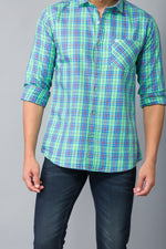 Load image into Gallery viewer, MEN&#39;S GREEN CHECKED FULL SLEEVE SHIRT