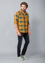 Load image into Gallery viewer, MEN&#39;S MUSTARD CHECKED FULL SLEEVE SHIRT