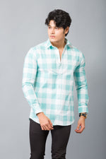 Load image into Gallery viewer, MEN&#39;S MINT CHECKED FULL SLEEVE SHIRT