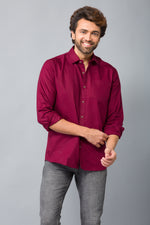 Load image into Gallery viewer, MEN&#39;S MAROON PLAIN CASUAL SHIRT