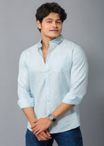 Load image into Gallery viewer, MEN&#39;S SKY BLUE PLAIN FULL SLEEVE CASUAL SHIRT