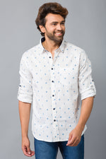 Load image into Gallery viewer, MEN&#39;S WHITE PRINTED FULL SLEEVE SHIRT