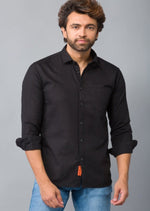 Load image into Gallery viewer, MEN&#39;S BLACK PLAIN FULL SLEEVE SHIRT