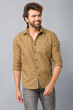 Load image into Gallery viewer, MEN&#39;S KHAKI COLOR PRINTED CASUAL SHIRT