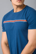 Load image into Gallery viewer, MEN&#39;S NAVY STRIPED HALF SLEEVE T-SHIRT
