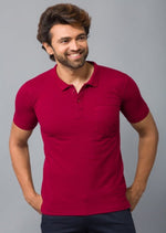 Load image into Gallery viewer, MEN&#39;S MAROON PLAIN POLO WITH POCKET