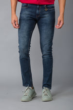 Load image into Gallery viewer, MEN&#39;S DARK BLUE FADED JEANS
