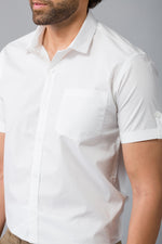 Load image into Gallery viewer, MEN&#39;S BUTTON DOWN WHITE HALF SLEEVE SHIRT