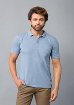 Load image into Gallery viewer, MEN&#39;S MID BLUE PLAIN POLO WITH POCKET