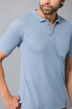 Load image into Gallery viewer, MEN&#39;S MID BLUE PLAIN POLO WITH POCKET