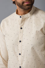 Load image into Gallery viewer, MEN&#39;S CREAM PRINTED CASUAL SHIRT