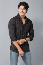 Load image into Gallery viewer, MEN&#39;S BLACK CASUAL PRINTED SHIRT