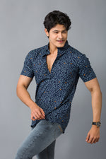 Load image into Gallery viewer, MEN&#39;S BLUE PRINTED CASUAL SHIRT