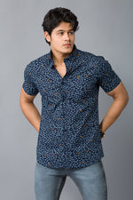 Load image into Gallery viewer, MEN&#39;S BLUE PRINTED CASUAL SHIRT