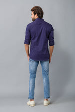 Load image into Gallery viewer, MEN&#39;S NAVY BLUE PLAIN CASUAL SHIRT