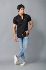 Load image into Gallery viewer, MEN&#39;S BLACK PLAIN CASUAL SHIRT