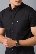 Load image into Gallery viewer, MEN&#39;S BLACK PLAIN CASUAL SHIRT