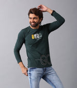 Load image into Gallery viewer, MEN&#39;S GREEN PRINTED FULL SLEEVE TSHIRT