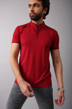 Load image into Gallery viewer, MEN&#39;S HIGH NECK PLAIN RED TSHIRT