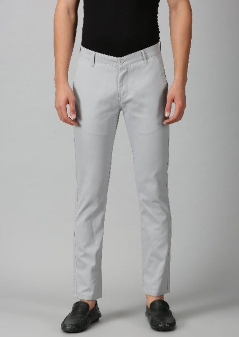 Light Grey Cotton Trouser For Men's