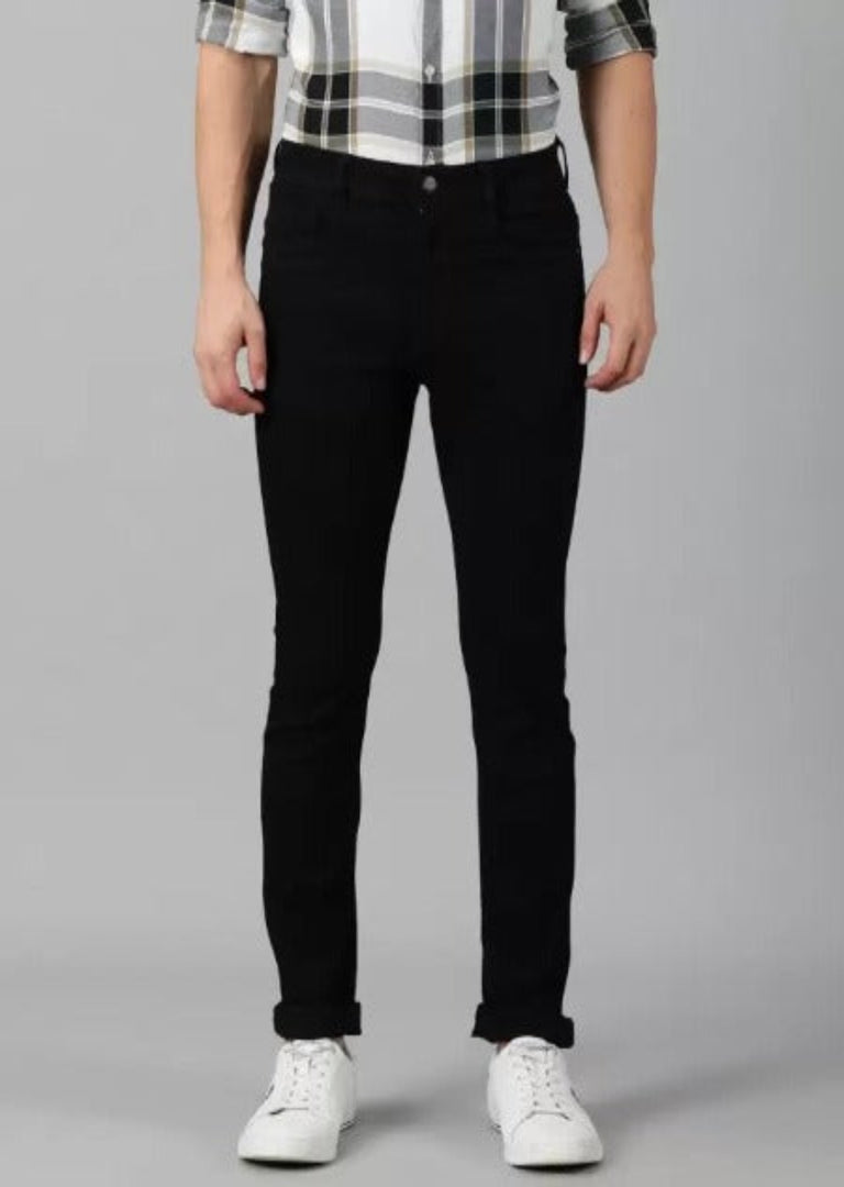 Black Regular Fit Denim Jeans For Men's