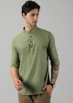 Load image into Gallery viewer, Olive Cotton Kurta For Men&#39;s
