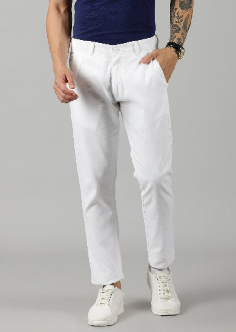White Cotton Trouser For Men's
