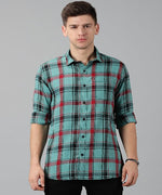 Load image into Gallery viewer, Men Checkered Casual Sea Green Shirt