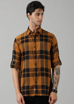 Load image into Gallery viewer, Men Checkered Casual Yellow Shirt