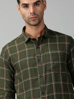 Load image into Gallery viewer, Men Checkered Casual Mehndi Green Shirt