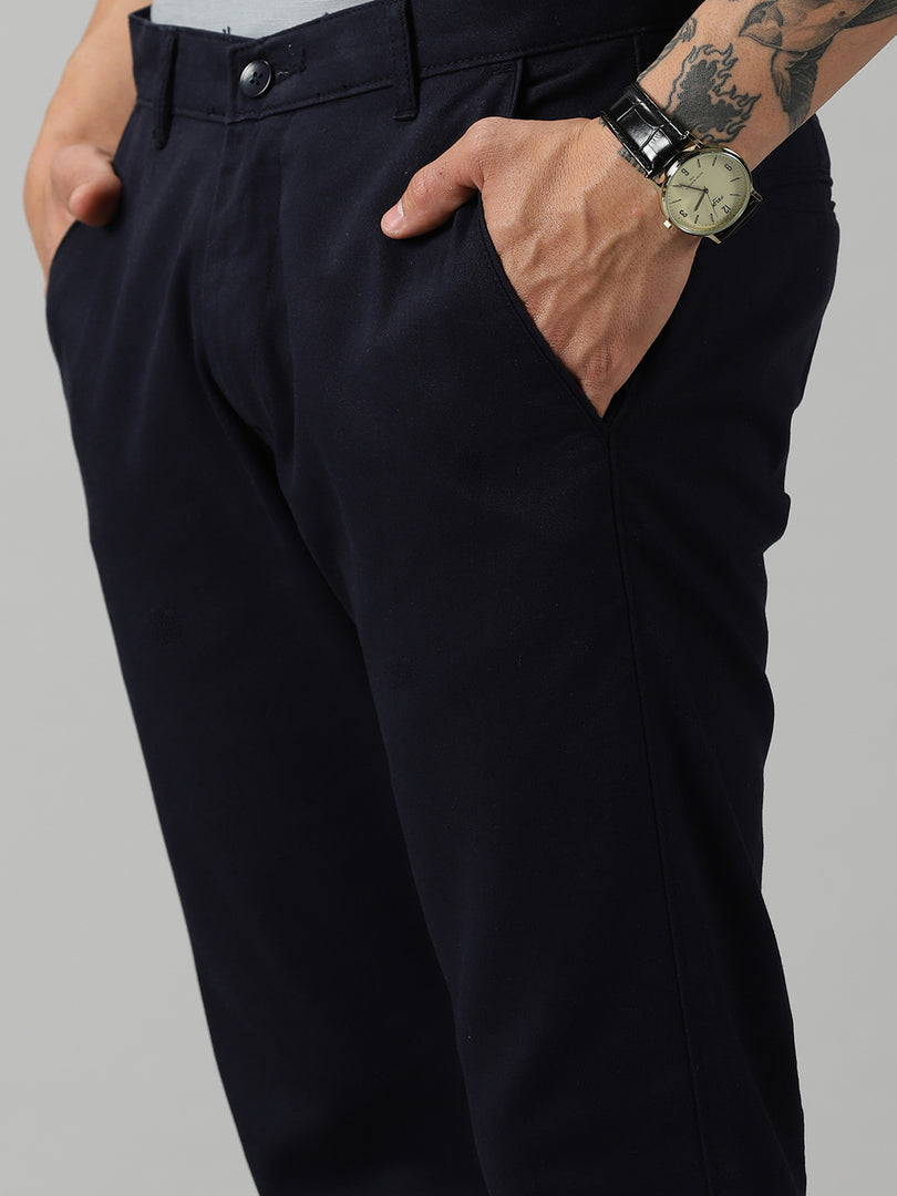 Navy Blue Cotton Trouser For Men's