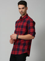 Load image into Gallery viewer, Men Checkered Casual Red Shirt