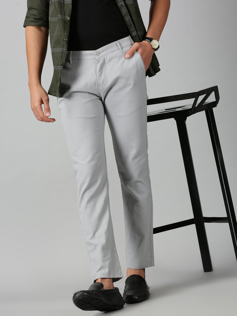 Light Grey Cotton Trouser For Men's