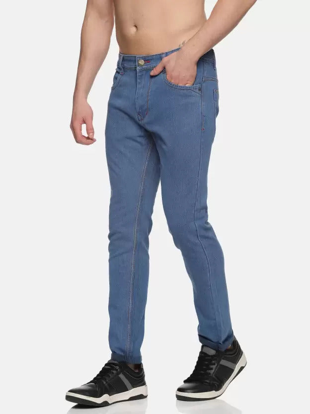 Light Blue Regular Fit Denim Jeans For Men's