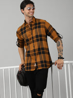 Load image into Gallery viewer, Men Checkered Casual Yellow Shirt