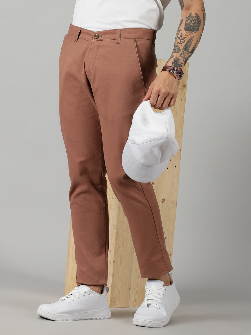 Rust Cotton Trouser For Men's