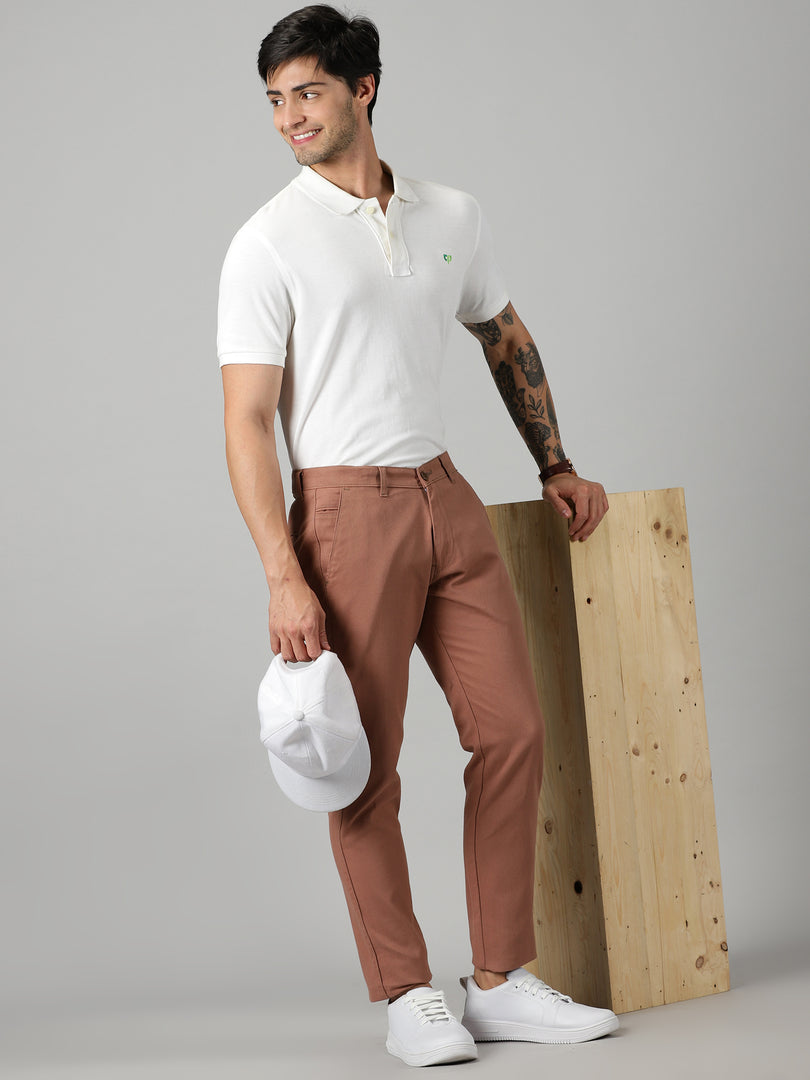 Rust Cotton Trouser For Men's